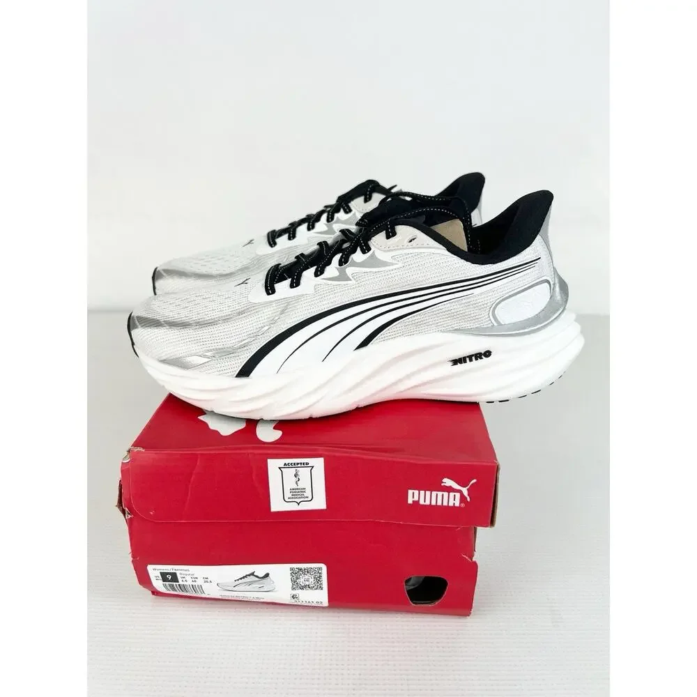 PUMA Velocity NITRO 4 White Black Athletic Shoes / 311141 02 / Womens Size 9 New